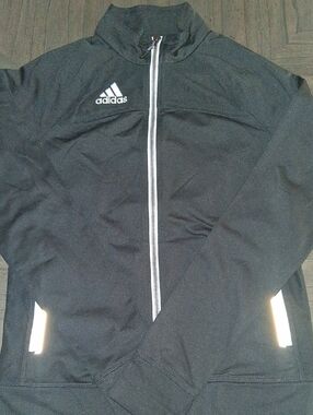 adidas Men’s Black Performance Full-Zip Jacket with White Trim